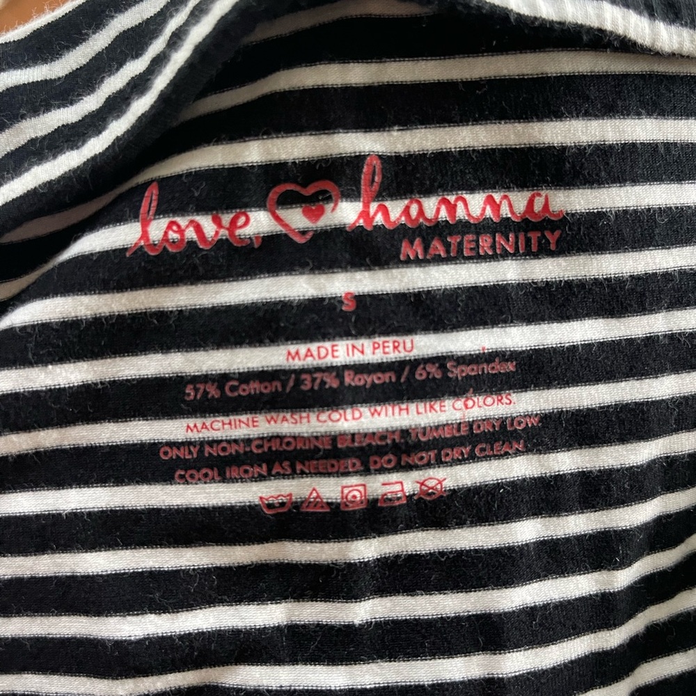 love Hanna maternity skirt, black and white striped, size small